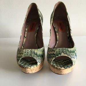 Missoni open toe cork platform pump